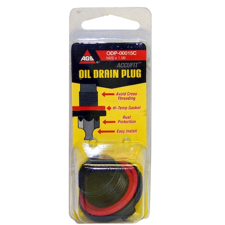 Ags Accufit Oil Drain Plug 3/4-16, 1 per Card, ODP-00015C ODP-00015C